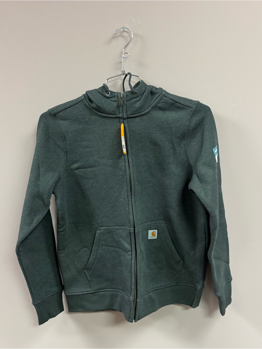 Carhartt Dark Green/Gray Full-Zip Hoodie with Hood and Pockets